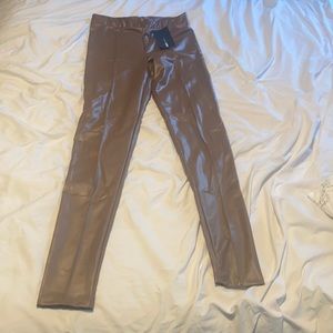 Mocha brown faux leather leggings